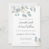 Elegant Waterverf Eucalyptus Wedding Kaart (Voorkant)