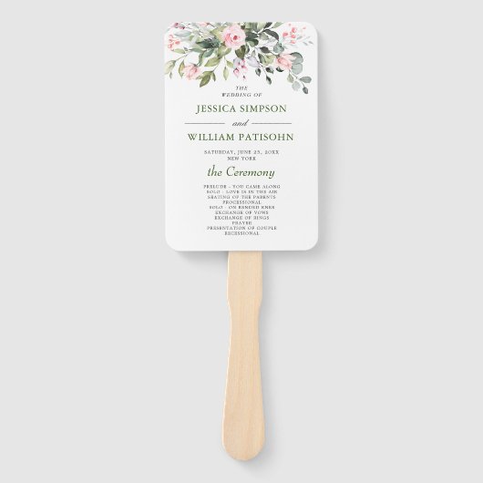 Elegant Waterverf Eucalyptus Wedding Program Hand Handwaaier (Voorkant)