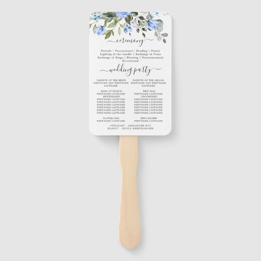 Elegant Waterverf Eucalyptus Wedding Program Hand Handwaaier (Achterkant)