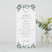 Elegant Waterverf Eucalyptus Wedding Programma (Staand voorkant)