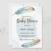 Elegant Waterverf Feathers Baby shower Kaart (Voorkant)