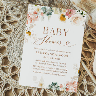 Elegant Waterverf Floral Baby shower Kaart