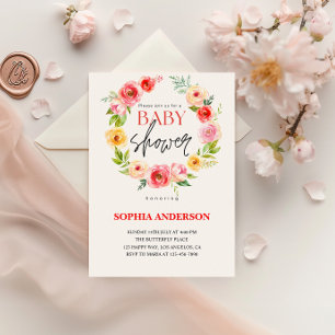 Elegant Waterverf Floral Baby shower Kaart