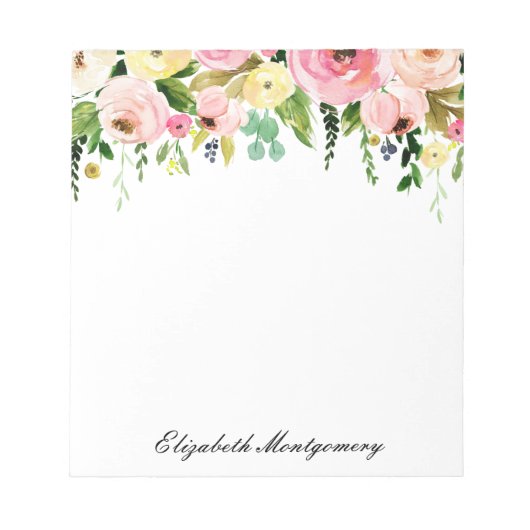 Elegant Waterverf Floral-Blocnote Notitieblok (Voorkant)