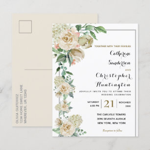 Elegant Waterverf Floral Botanical Wedding Uitnodiging Briefkaart