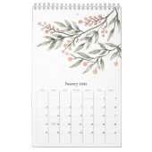 Elegant Waterverf Floral botanisch Kalender (Jan 2026)