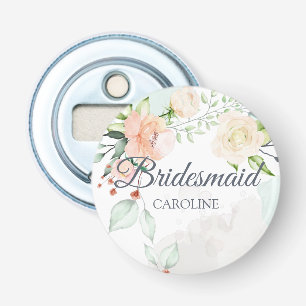 Elegant Waterverf Floral Bridesmaid Personeelsform Button Flesopener