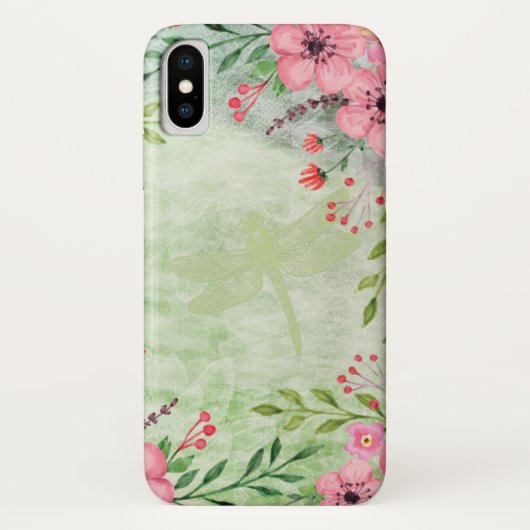 Elegant Waterverf Floral Dragonfly Art Case-Mate iPhone Case (Achterkant)