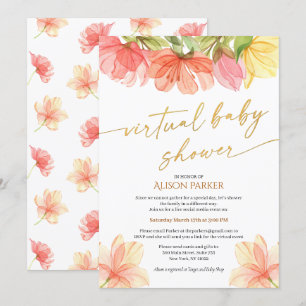 Elegant Waterverf Floral Gold Script Virtueel Kaart