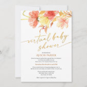 Elegant Waterverf Floral Gold Script Virtueel Kaart (Voorkant)