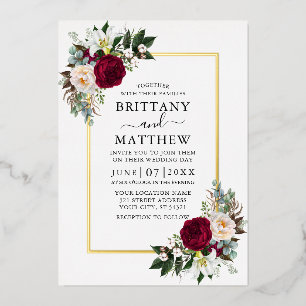 Elegant Waterverf Floral Greenery Wedding Gold Folie Uitnodiging