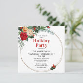 Elegant Waterverf Floral Holiday Party Kaart (Staand voorkant)