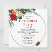 Elegant Waterverf Floral kerstfeest Invitati Kaart (Voorkant)