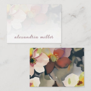 Elegant Waterverf Floral Note Kaart met naam Notitiekaartje