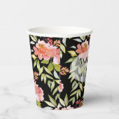 Elegant Waterverf Floral Papieren Bekers (Rechts)