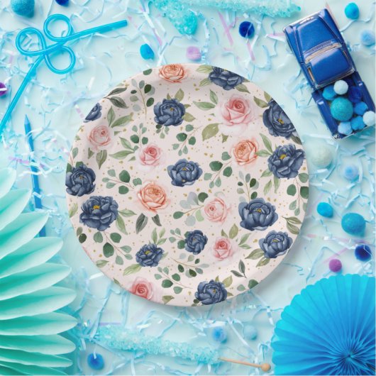 Elegant Waterverf Floral Papieren Bordje (Feest)