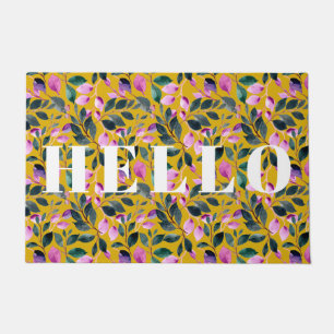 Elegant Waterverf Floral Pattern Hallo Gold Deurmat