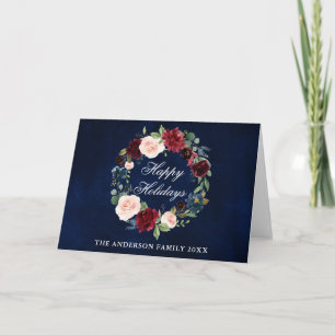 Elegant Waterverf Floral Prettige feestdagen Folde Kaart