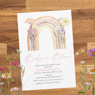 Elegant Waterverf Floral Rainbow Baby shower Kaart