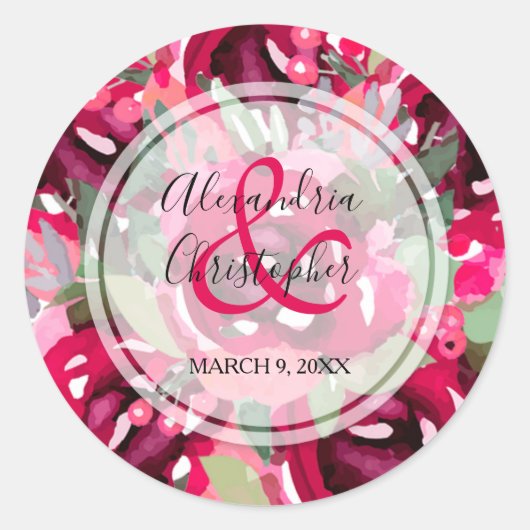 Elegant Waterverf Floral Ronde Sticker (Voorkant)
