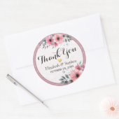 Elegant Waterverf Floral Script Weddenschap Bedank Ronde Sticker (Envelop)