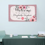 Elegant Waterverf Floral Script Weddenschap Welkom Spandoek (Beurs)