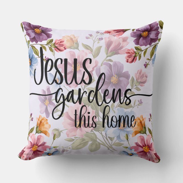 Elegant Waterverf Floral Sierkussen (Voorkant)