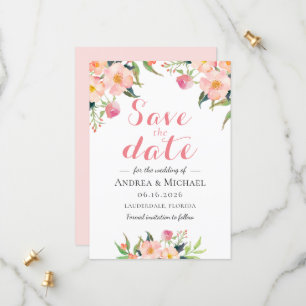 Elegant Waterverf Floral slaat de datum op Save The Date
