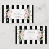 Elegant Waterverf Floral Stripes Custom Visitekaartje (Voorkant / Achterkant)