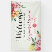 Elegant Waterverf Floral Wedding Banner (Verticaal)