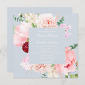 Elegant Waterverf Floral Wedding Kaart (Voorkant / Achterkant)