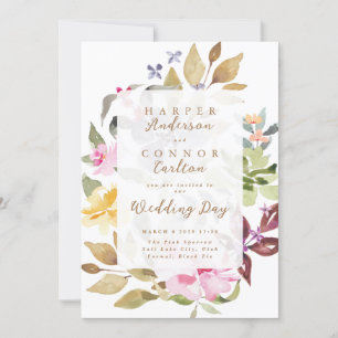 Elegant Waterverf Floral Wedding Kaart