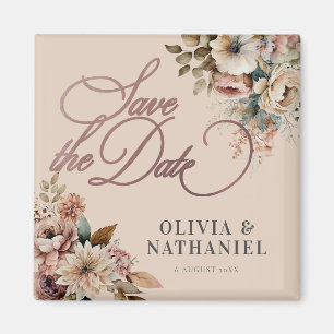 Elegant Waterverf Floral Wedding Save the Date Magneet