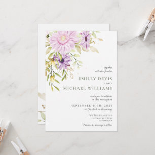 Elegant Waterverf Floral Wedding Uitnodiging