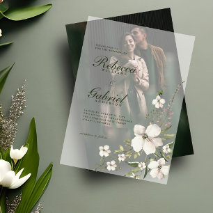 Elegant Waterverf Floral Wedding Vellum Uitnodigingen