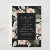 Elegant Waterverf Floral Winter Wedding Kaart (Voorkant)