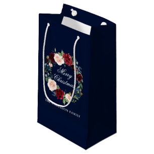 Elegant Waterverf Floral Wreath Merry Kerstmis Klein Cadeauzakje