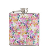 Elegant waterverf florale en gestippelde penseelst heupfles (Voorkant)