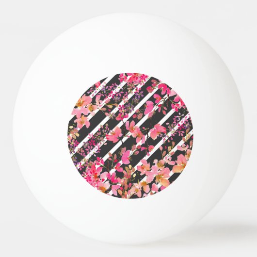 Elegant waterverf florale en strepenpatroon pingpongballen (Voorkant)