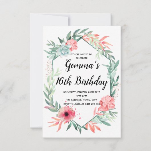 Elegant waterverf florale kaart (Voorkant)