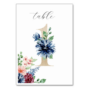 Elegant Waterverf Florals Faux Gold Wedding 1 Kaart