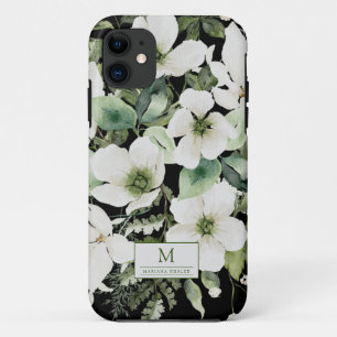 Elegant waterverf floranje zwart-wit iPhone 11 hoesje