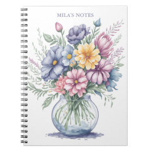 Elegant Waterverf Flower Bouquet Wildbloemen Art Notitieboek