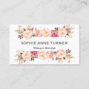 Elegant Waterverf Flower Lijst Makeup Hair Style Visitekaartje