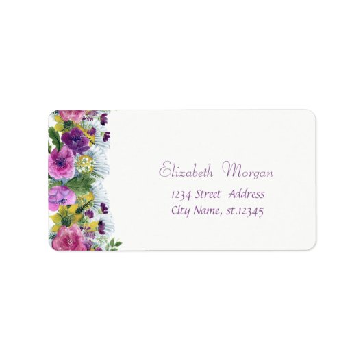 Elegant Waterverf Flowers, Chic Etiket (Voorkant)