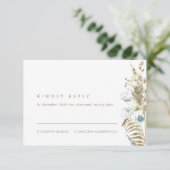 Elegant Waterverf Flowers Pampas Grass RSVP Card (Staand voorkant)