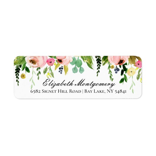 Elegant Waterverf Flowers Return Address Label (Voorkant)