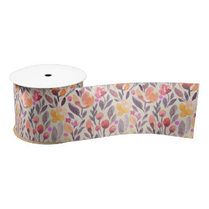 Elegant Waterverf Flowers Satin Ribbon Lint