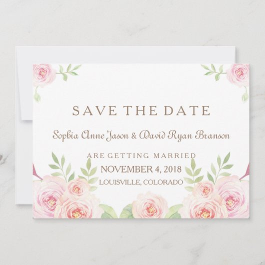 Elegant Waterverf Flowers Weddenschap BEWAAR DATUM Save The Date (Voorkant)