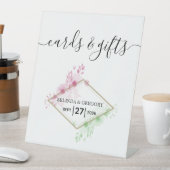 Elegant Waterverf Flowers Wedding Cards & Gifts Reclamebord Met Voetstuk (Insitu)